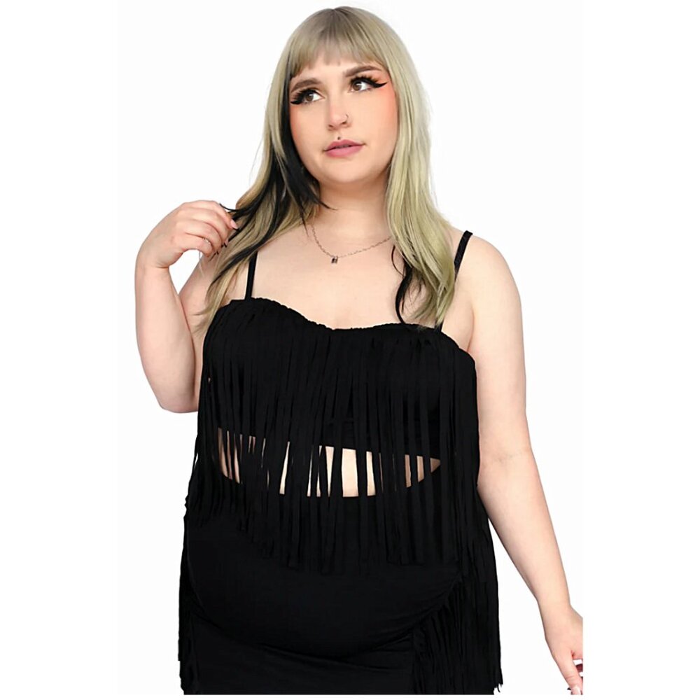 FOXBLOOD stretchy fringe crop top size 4X